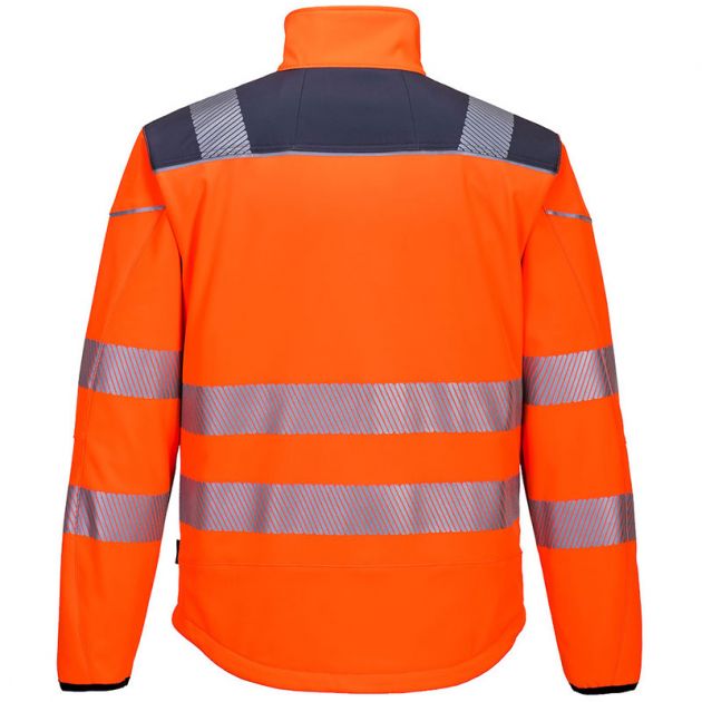 Veste de travail softshell haute visibilité orange PW3 gris