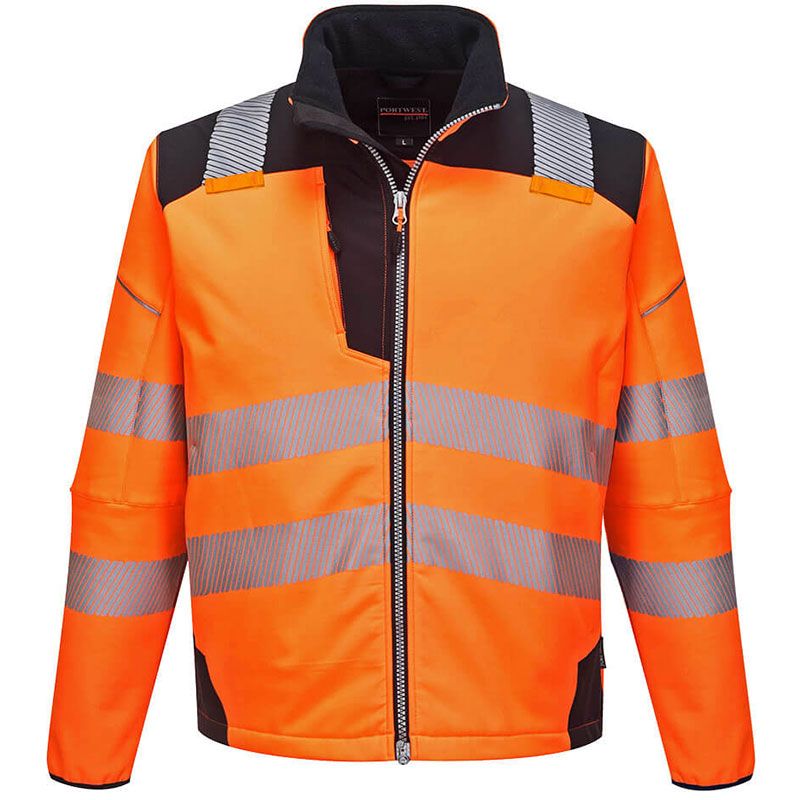 Veste de travail softshell haute visibilité orange PW3 noir