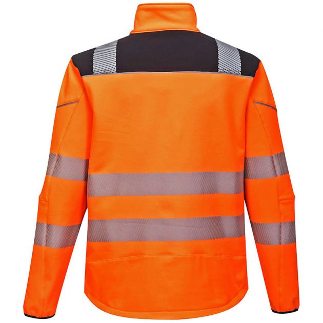 Veste de travail softshell haute visibilité orange PW3 noir