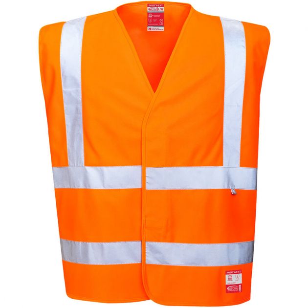 Gilet HV antistatique et flamme résistant orange