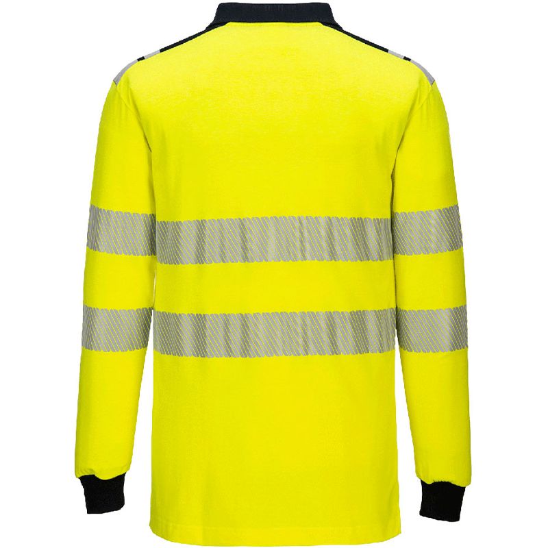 Polo Haute Visibilité Ignifugé jaune bleu marine dos
