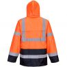 Veste de pluie Hi-Vis bicolore orange et bleu marine dos