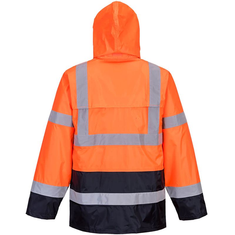 Veste de pluie Hi-Vis bicolore orange et bleu marine dos