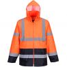 Veste de pluie Hi-Vis bicolore orange et bleu marine face