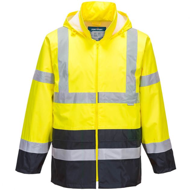 Veste de pluie Hi-Vis bicolore jaune bleu marine