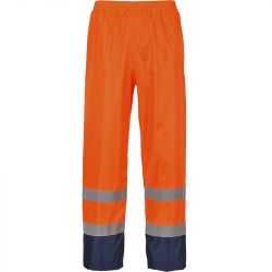 Pantalon de pluie Hi-Vis bicolore orange et bleu marine