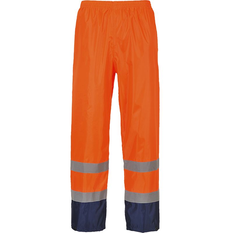 Pantalon de pluie Hi-Vis bicolore orange et bleu marine