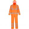 Ensemble de pluie enroulable haute visibilité orange face