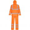 Ensemble de pluie enroulable haute visibilité orange dos