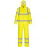 Ensemble de pluie enroulable haute visibilité jaune face