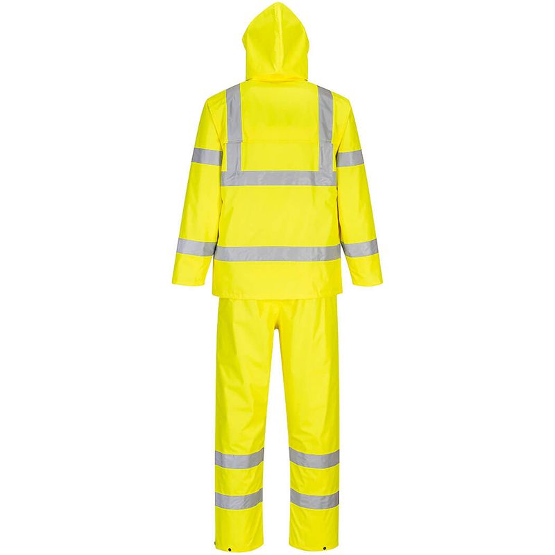 Ensemble de pluie enroulable haute visibilité jaune dos