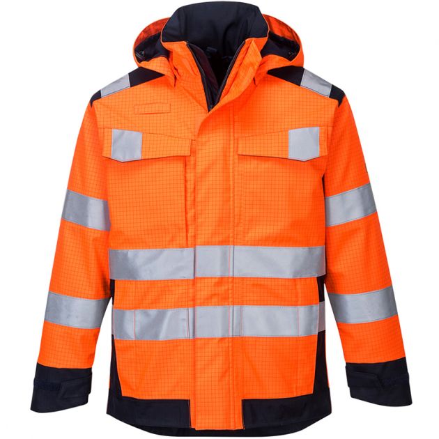 Veste de pluie modaflame arc électrique orange face