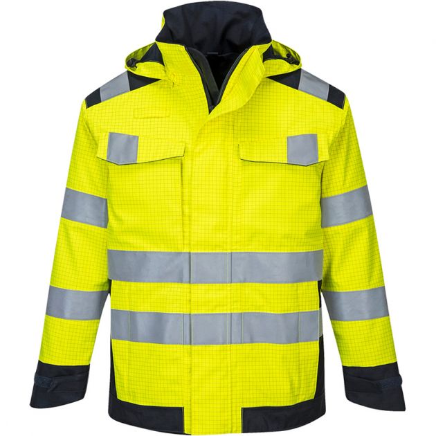 Veste de pluie modaflame arc électrique jaune face