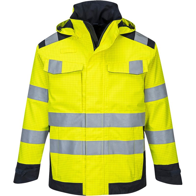 Veste de pluie modaflame arc électrique jaune face