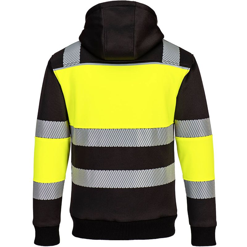 Sweat à capuche d'hiver zippé PW3 Class 1 jaune dos
