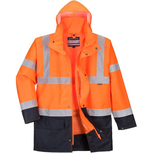 Parka 5 en 1 Essentiel Bicolore orange et bleu marine