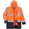 Parka 5 en 1 Essentiel Bicolore orange et bleu marine