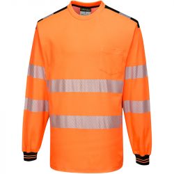 PW3 T-Shirt Haute Visibilité ML orange noir face