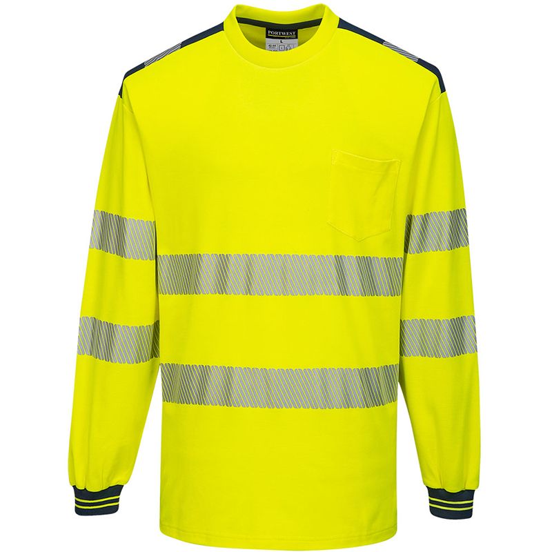 PW3 T-Shirt Haute Visibilité ML jaune bleu face