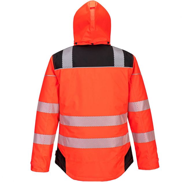 Parka HV PW3 rouge et noir dos