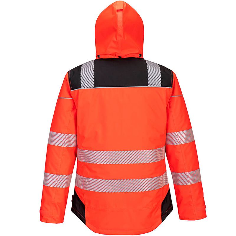 Parka HV PW3 rouge et noir dos