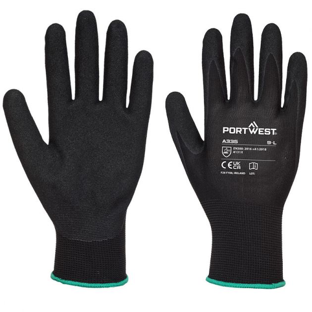Gant Dermi-Grip NPR15 Nitrile Sablé noir R/V