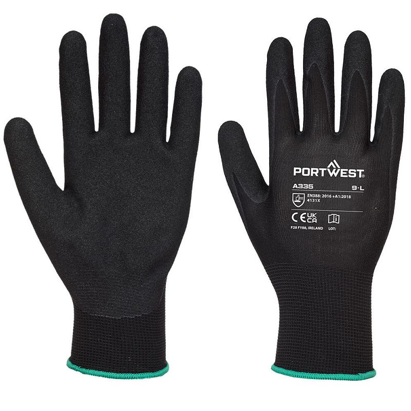 Gant Dermi-Grip NPR15 Nitrile Sablé noir R/V