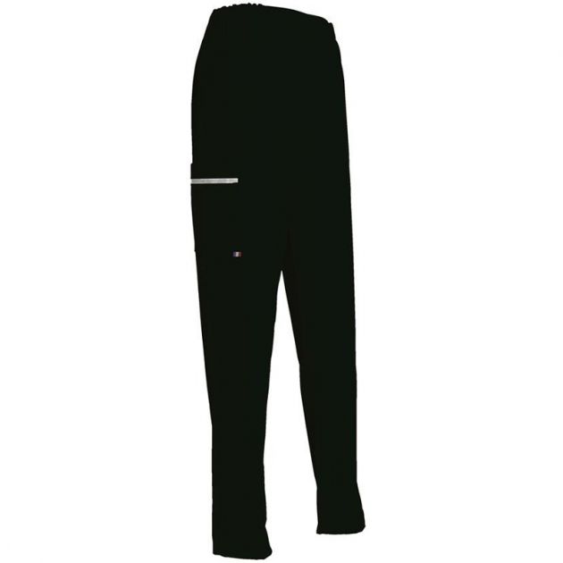 Pantalon de cuisine à élastique avec poche passepoilée noir
