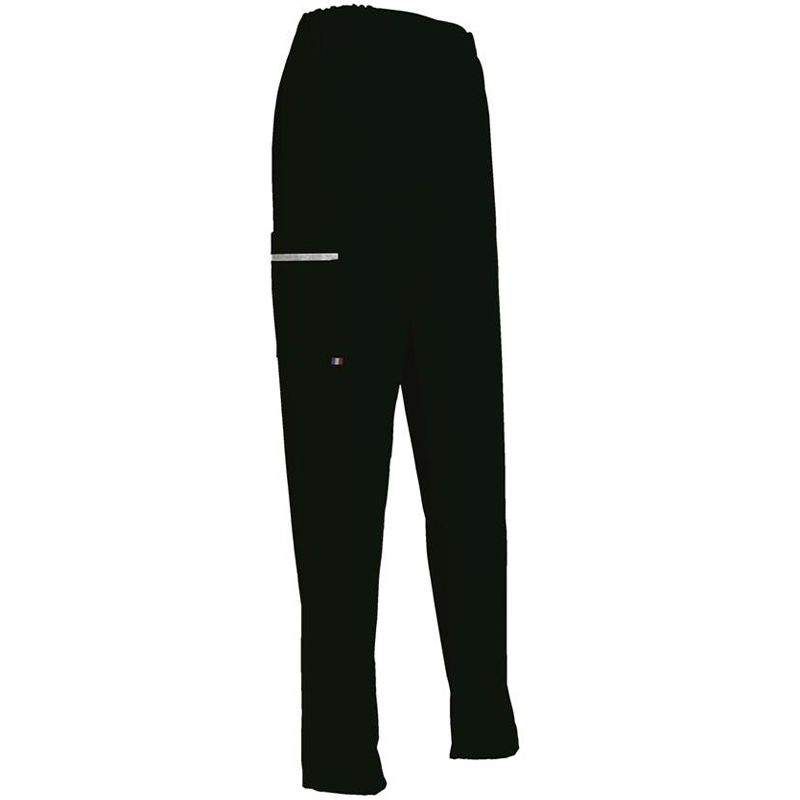 Pantalon de cuisine à élastique avec poche passepoilée noir