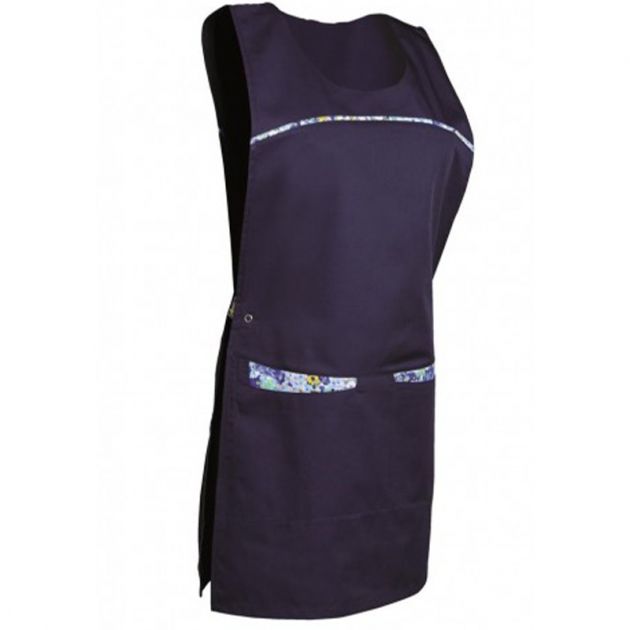 Chasuble tablier à 2 poches fermeture pression bleu face