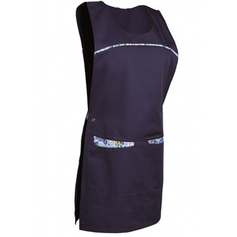 Chasuble tablier à 2 poches fermeture pression bleu face