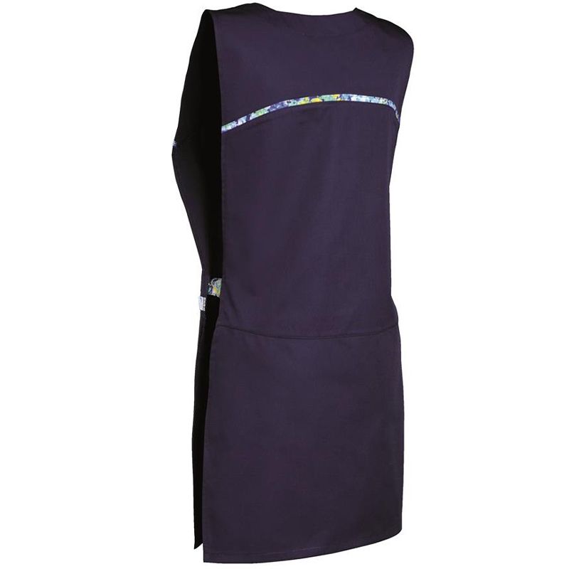 Chasuble tablier à 2 poches fermeture pression bleu dos
