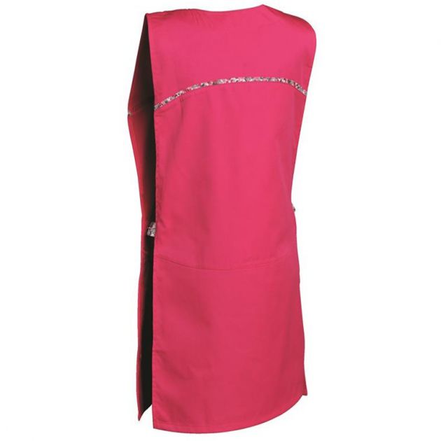 Chasuble tablier à 2 poches fermeture pression rose dos