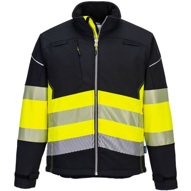 Veste Softshell PW3 Haute Visibilité Classe 1 jaune face