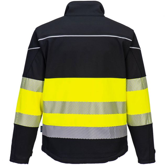 Veste Softshell PW3 Haute Visibilité Classe 1 jaune dos