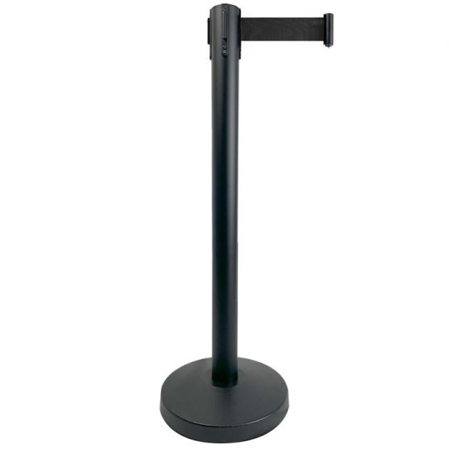 Poteau de guidage à sangle rétractable noir mat