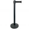 Poteau de guidage à sangle rétractable noir mat