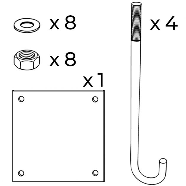 Demi portique parking pivotant réglable largeur 2,5 à 3,5 m KIT DE POSE Demi portique parking pivotant réglable largeur 2,5 à 3,5 m KIT DE POSE