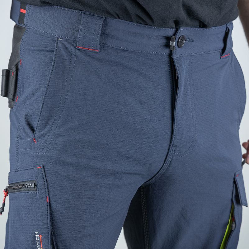 Pantalon de travail cargo stretch ripstop bleu focus avant