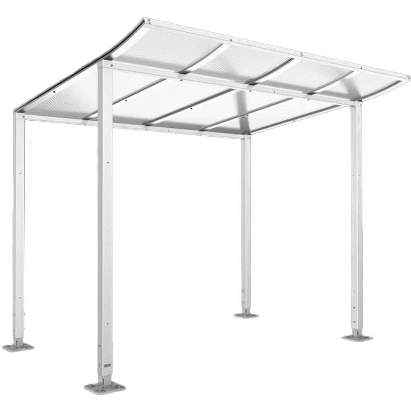 Abri velo 12 places avec toit courbé et bardages blanc