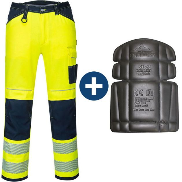 Pantalon de travail haute visibilité avec poche genouillère PW3 bleu marine