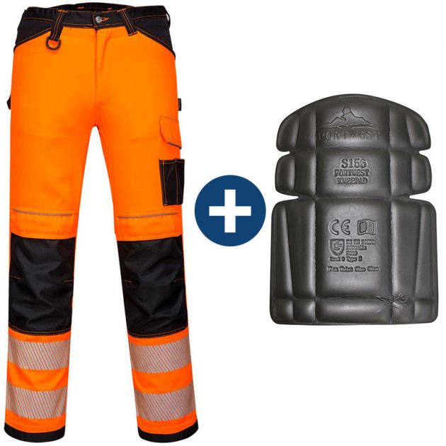 Pantalon de travail haute visibilité avec poche genouillère PW3 noir