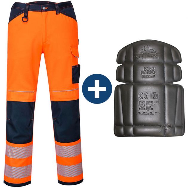Pantalon de travail haute visibilité avec poche genouillère PW3 bleu marine