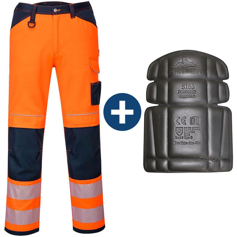 Pantalon de travail haute visibilité avec poche genouillère PW3 bleu marine