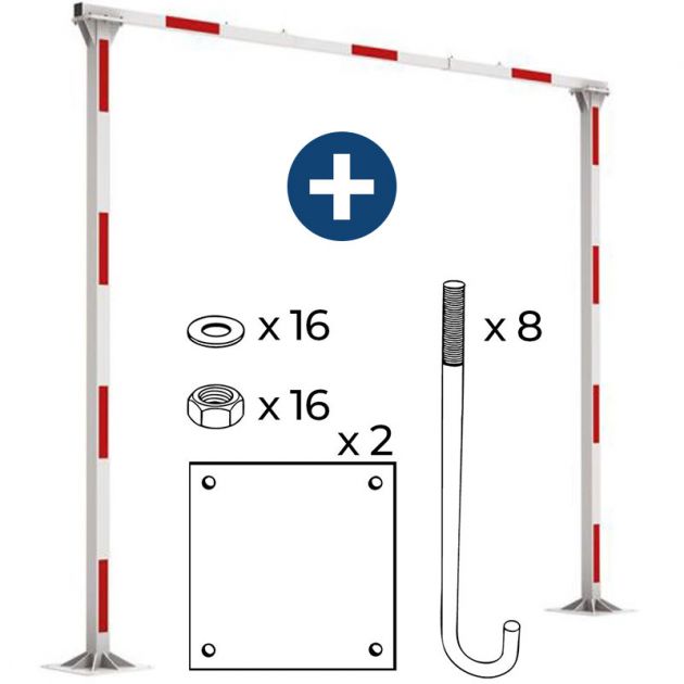 Portique de parking avec tirants réglable en largeur limitation hauteur 2,20 m Portique de parking avec tirants réglable en largeur limitation hauteur 2,20 m