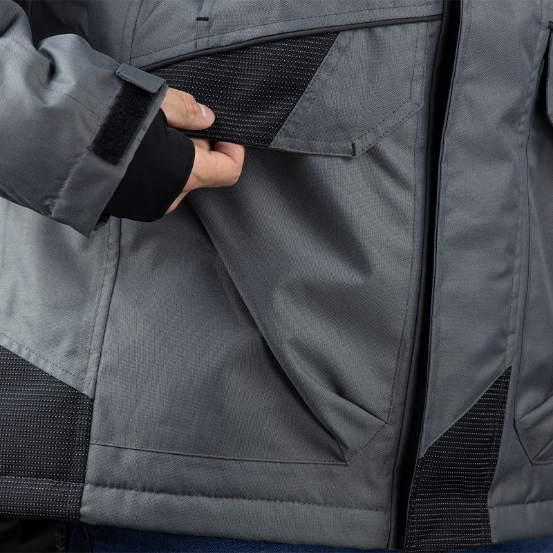 Parka renforcé avec capuche amovible poche gris