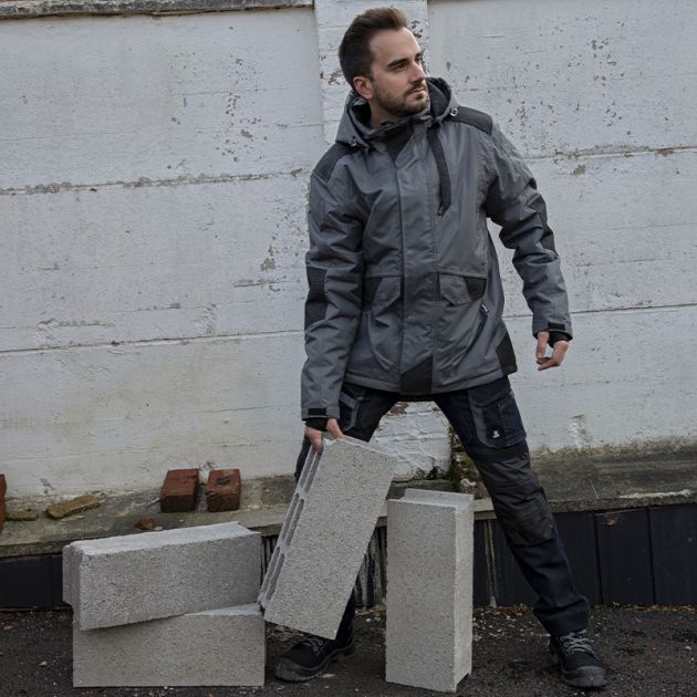 Parka renforcé avec capuche amovible ambiance gris