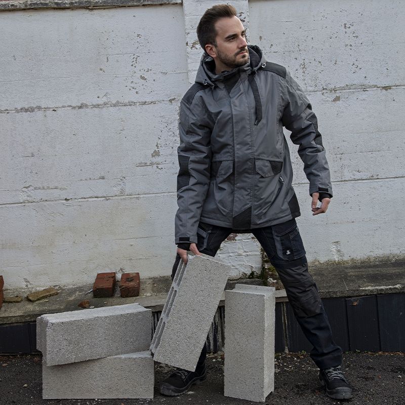 Parka renforcé avec capuche amovible ambiance gris