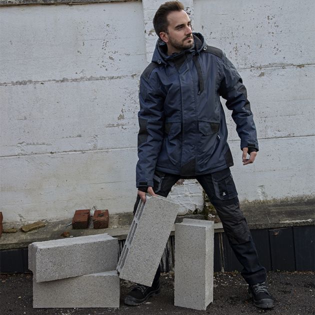 Parka renforcé avec capuche amovible ambiance bleu