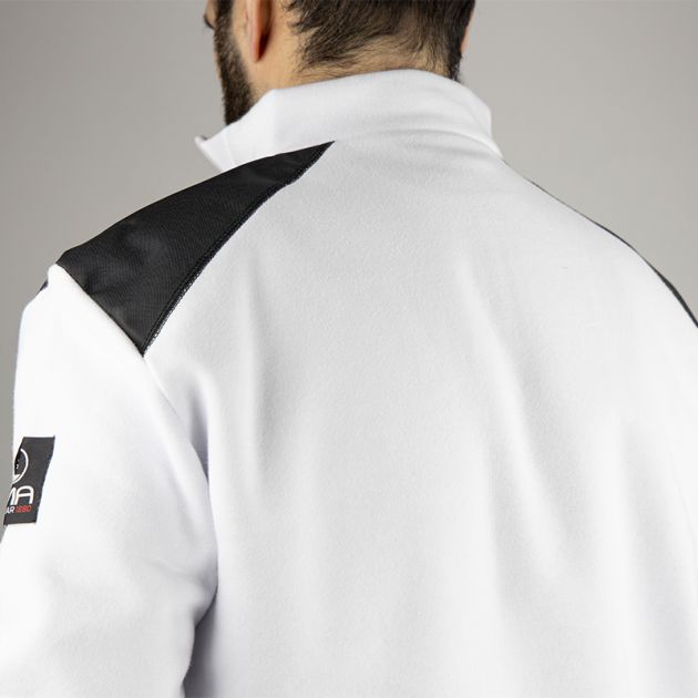 Sweat col camionneur bicolore blanc dos